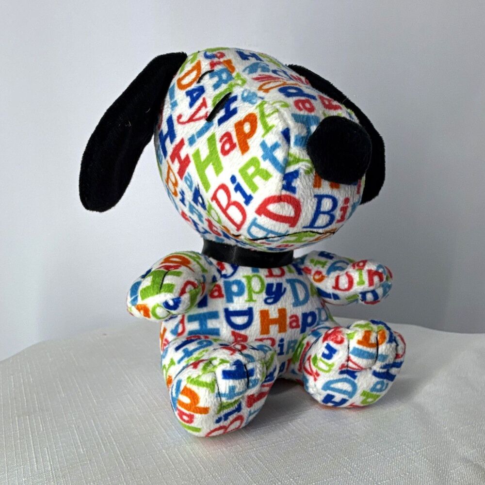 Hallmark Snoopy Happy Birthday Plush Stuffed Animal Dog Multicolor w/ Label